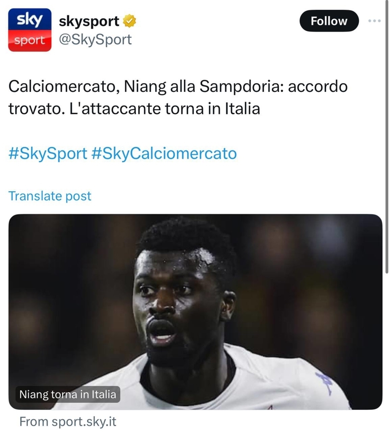 مهاجم مدنظر پرسپولیس به سمپدوریا پیوست